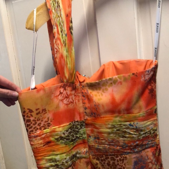 One Shoulder Orange TonyB Prom Formal Dress - Picture 7 of 8